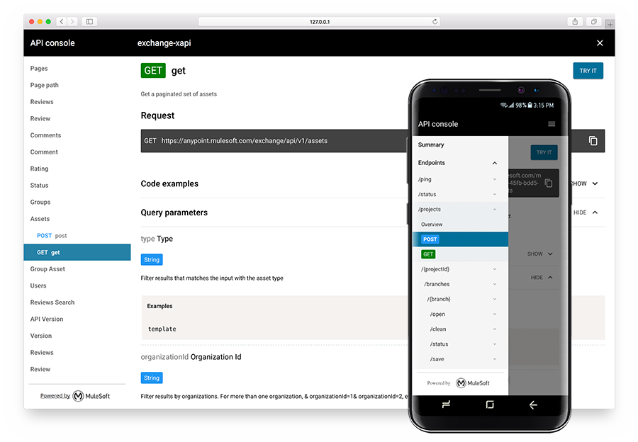 API console design