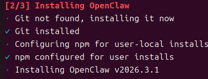 Installing OpenClaw 过程截图