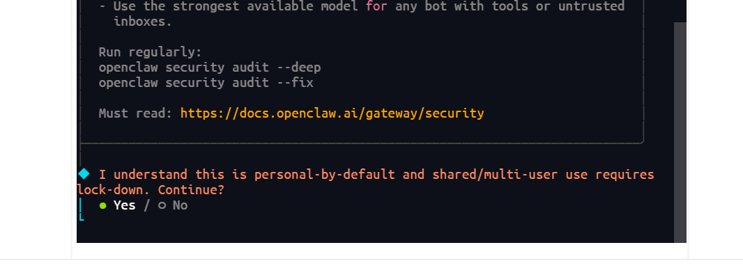 引导界面选择 Yes