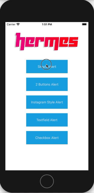 Hermes: Elegant alert written in Swift gif