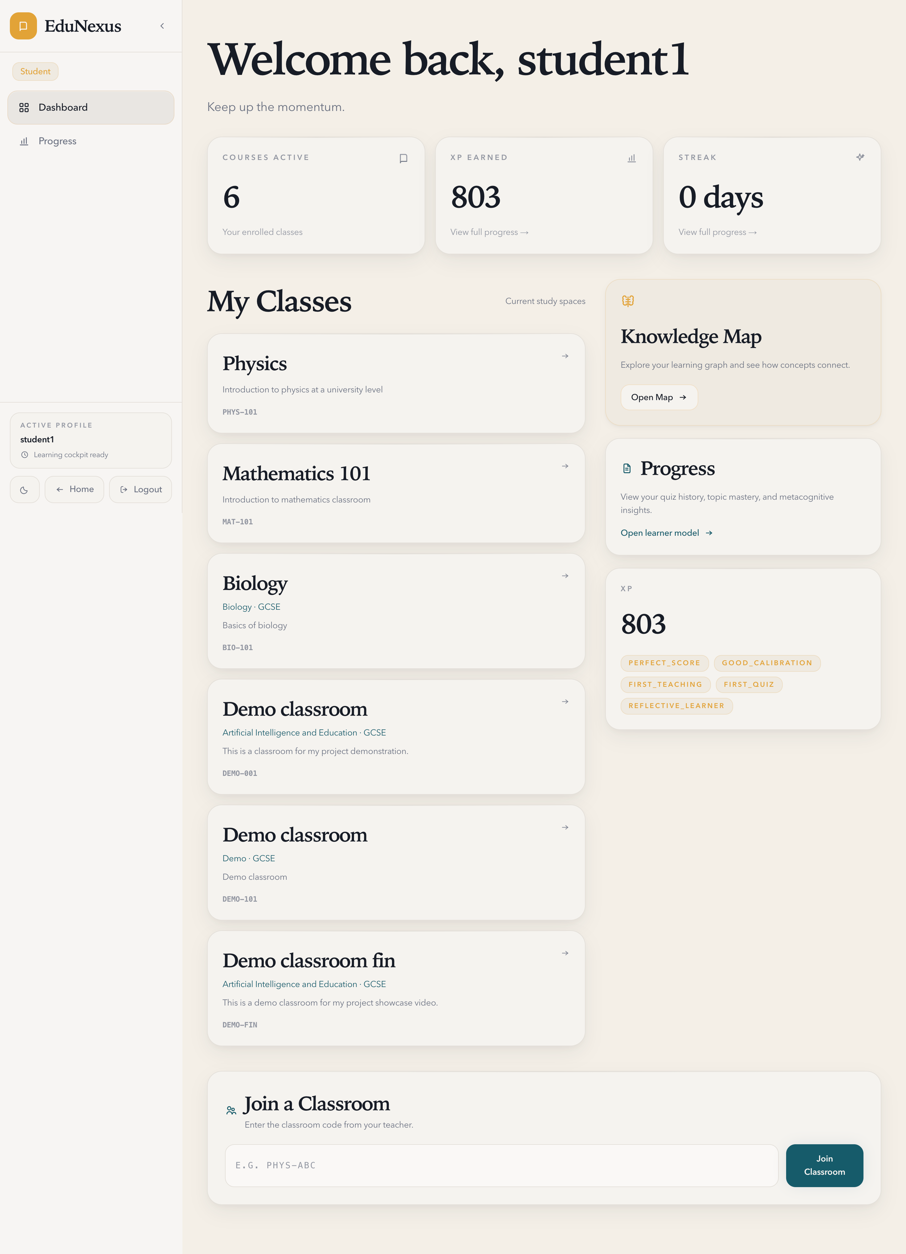 Student dashboard