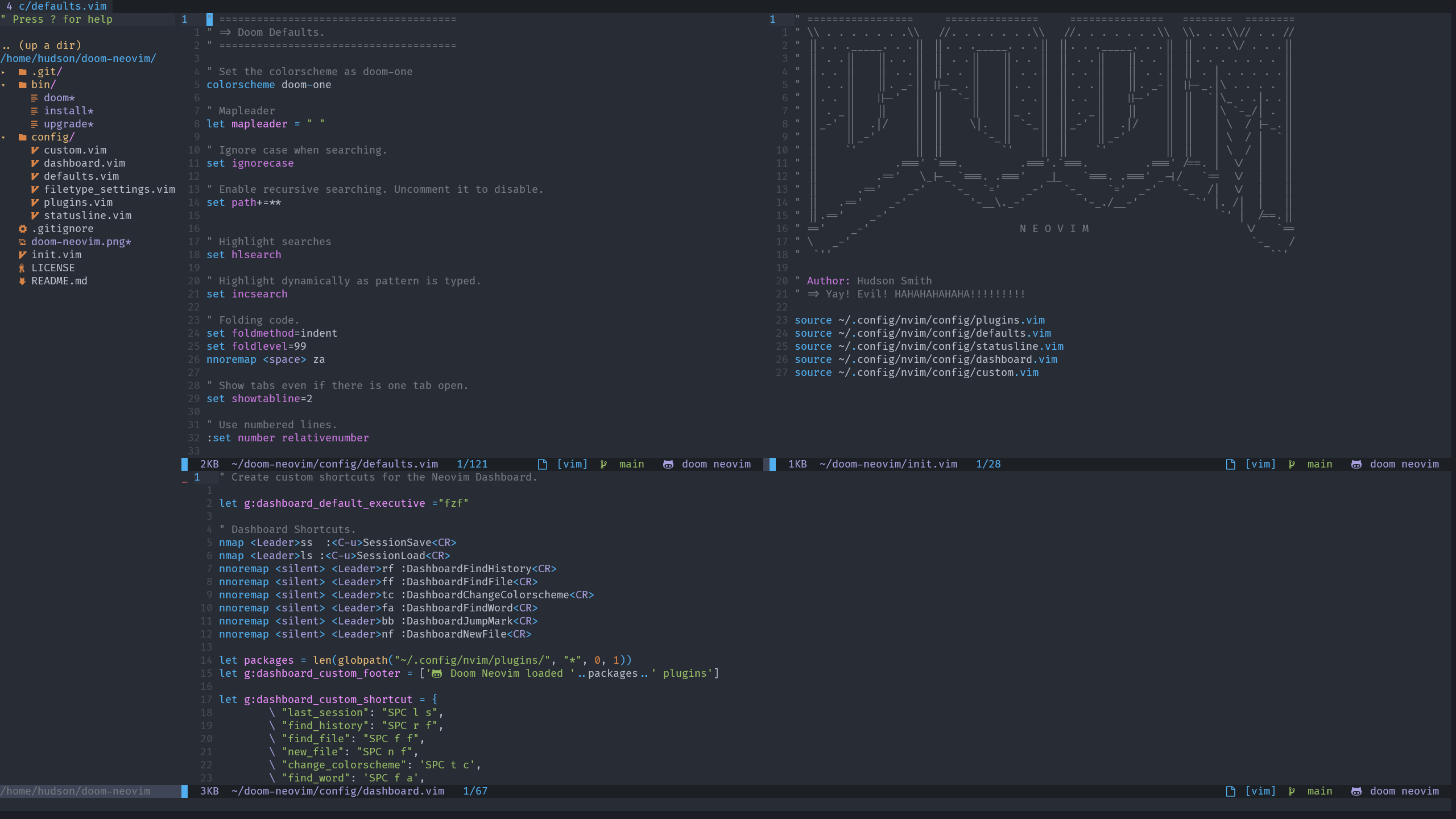 A picture of doom neovim running