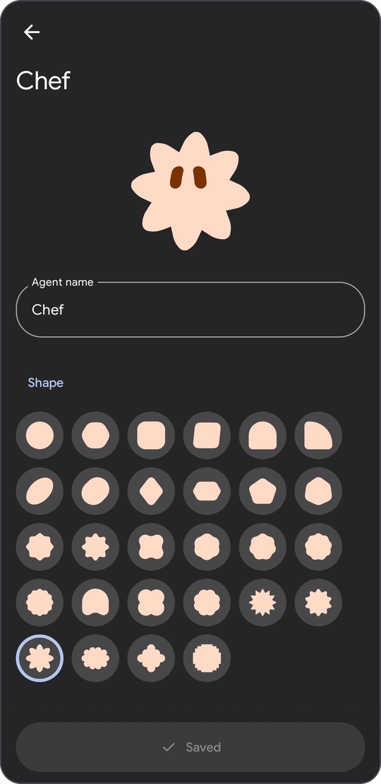 The agent editor for Chef, with a flower avatar in peach