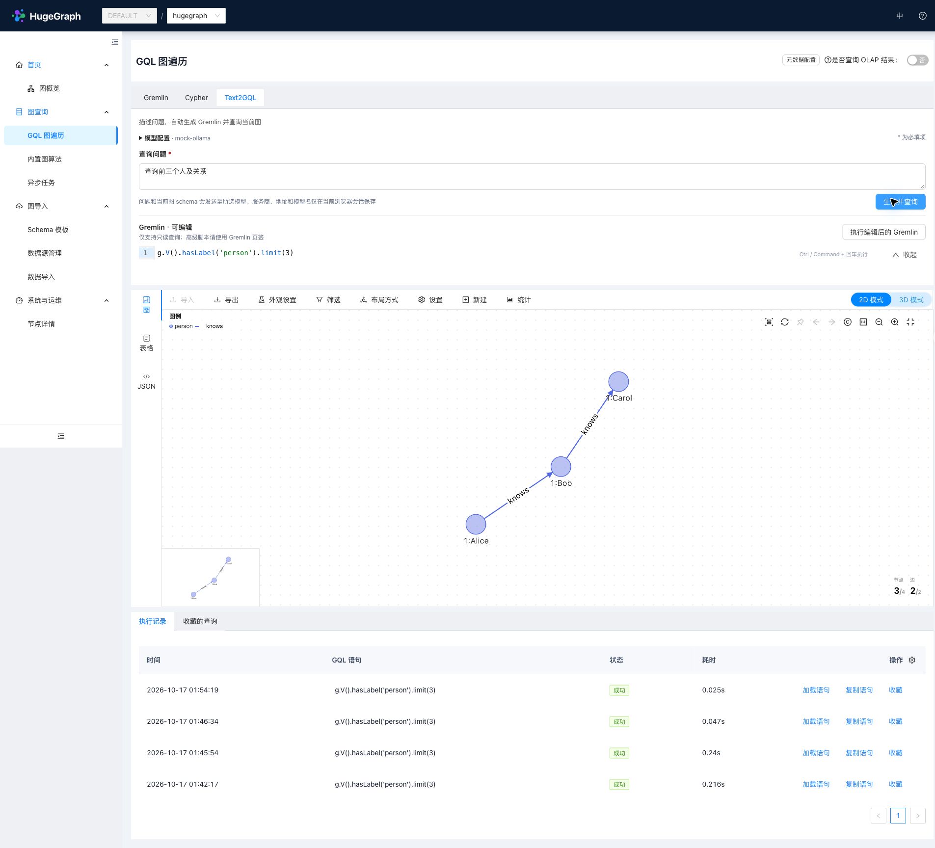 Text2GQL with editable Gremlin and graph results