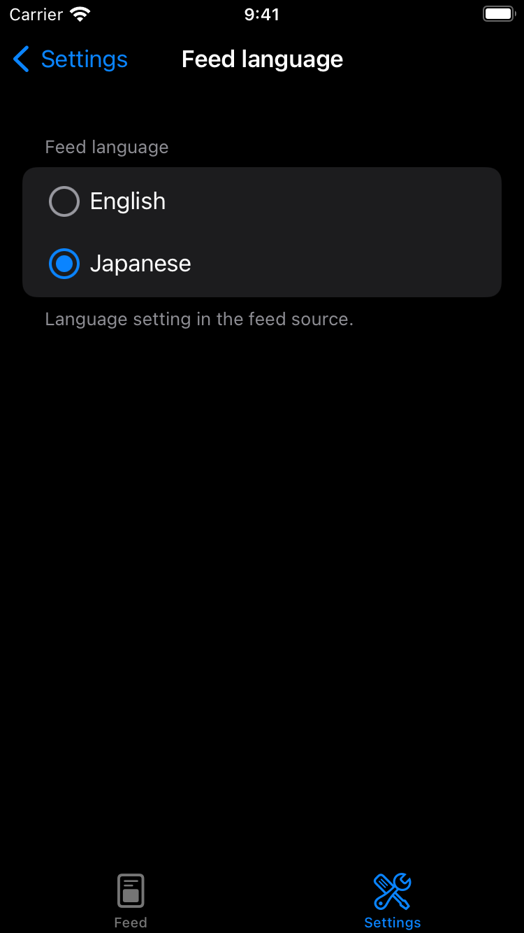 feed language setting