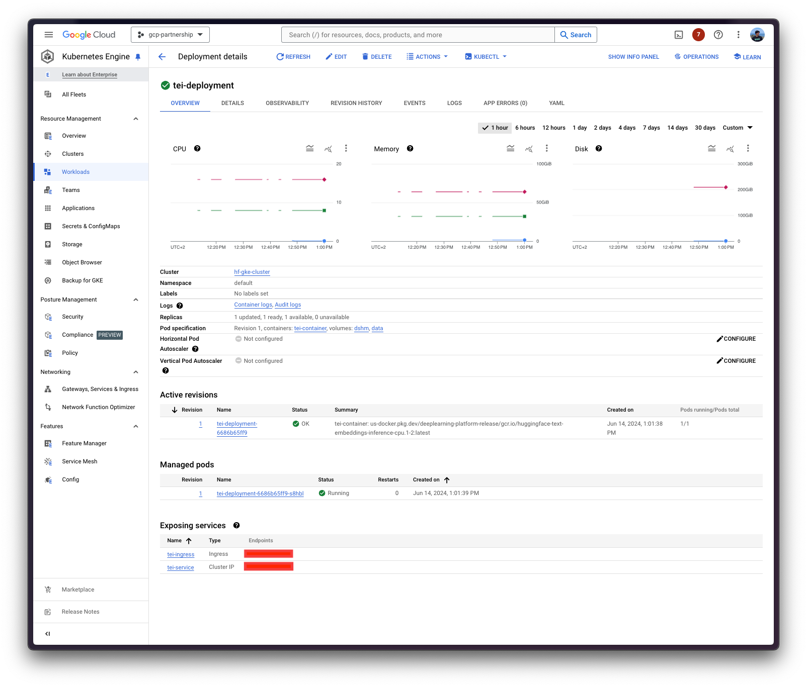 GKE Deployment in the GCP Console