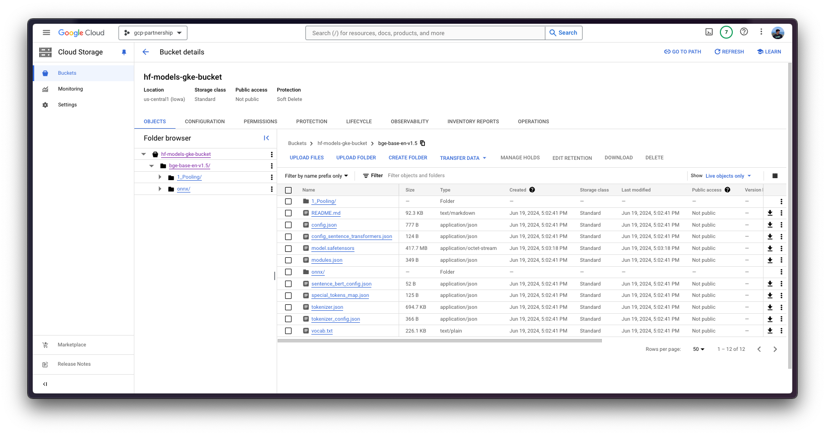 GCS Bucket in the GCP Console