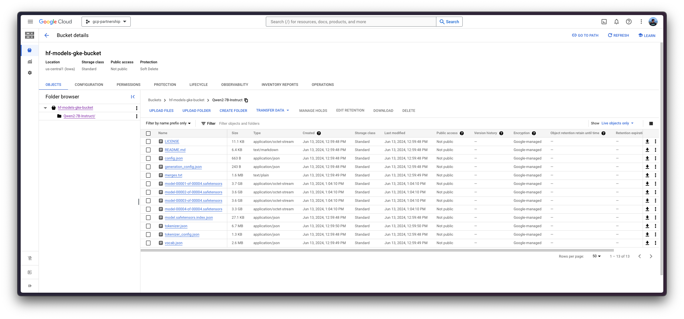 GCS Bucket in the GCP Console