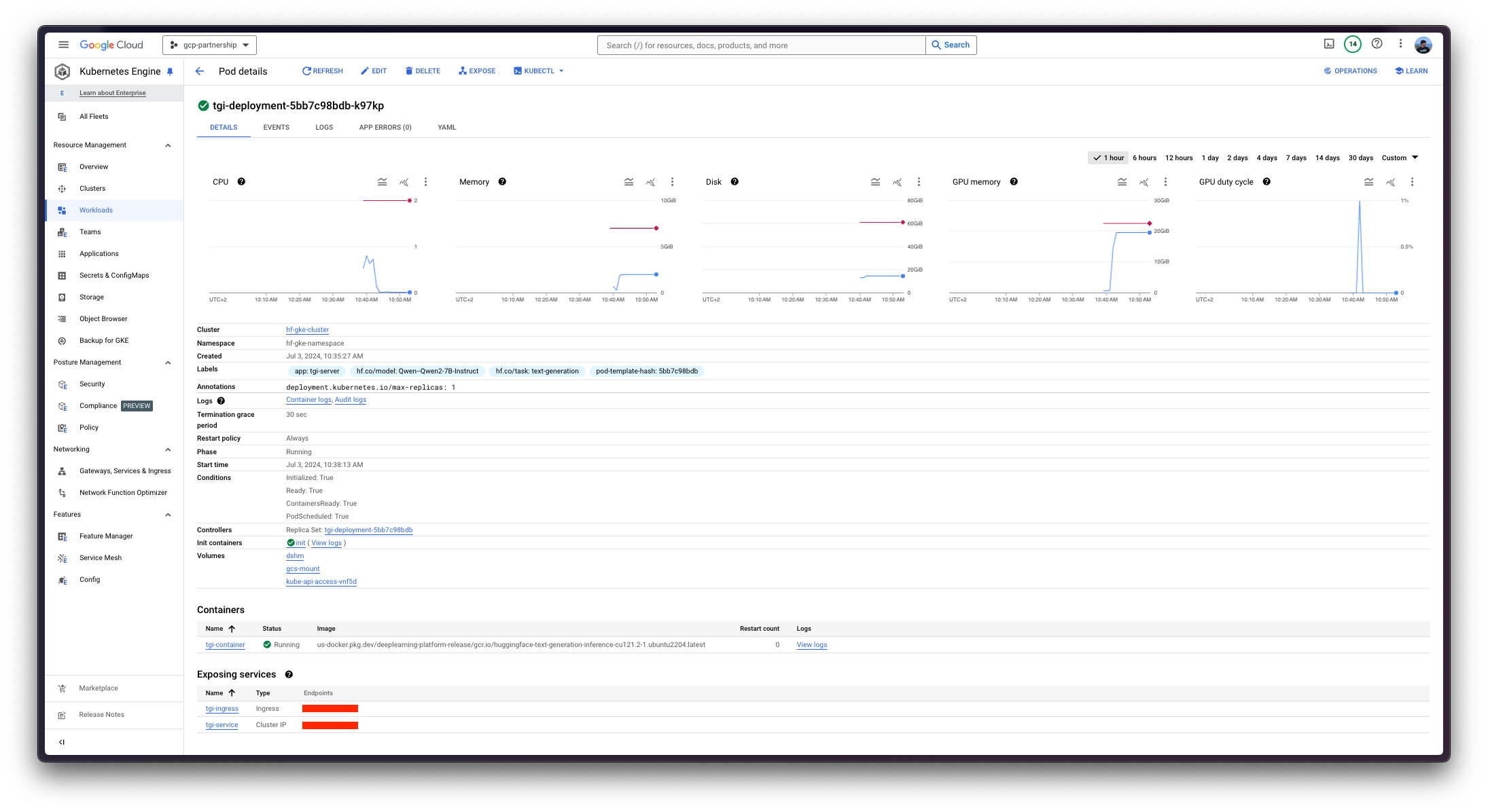 GKE Deployment in the GCP Console