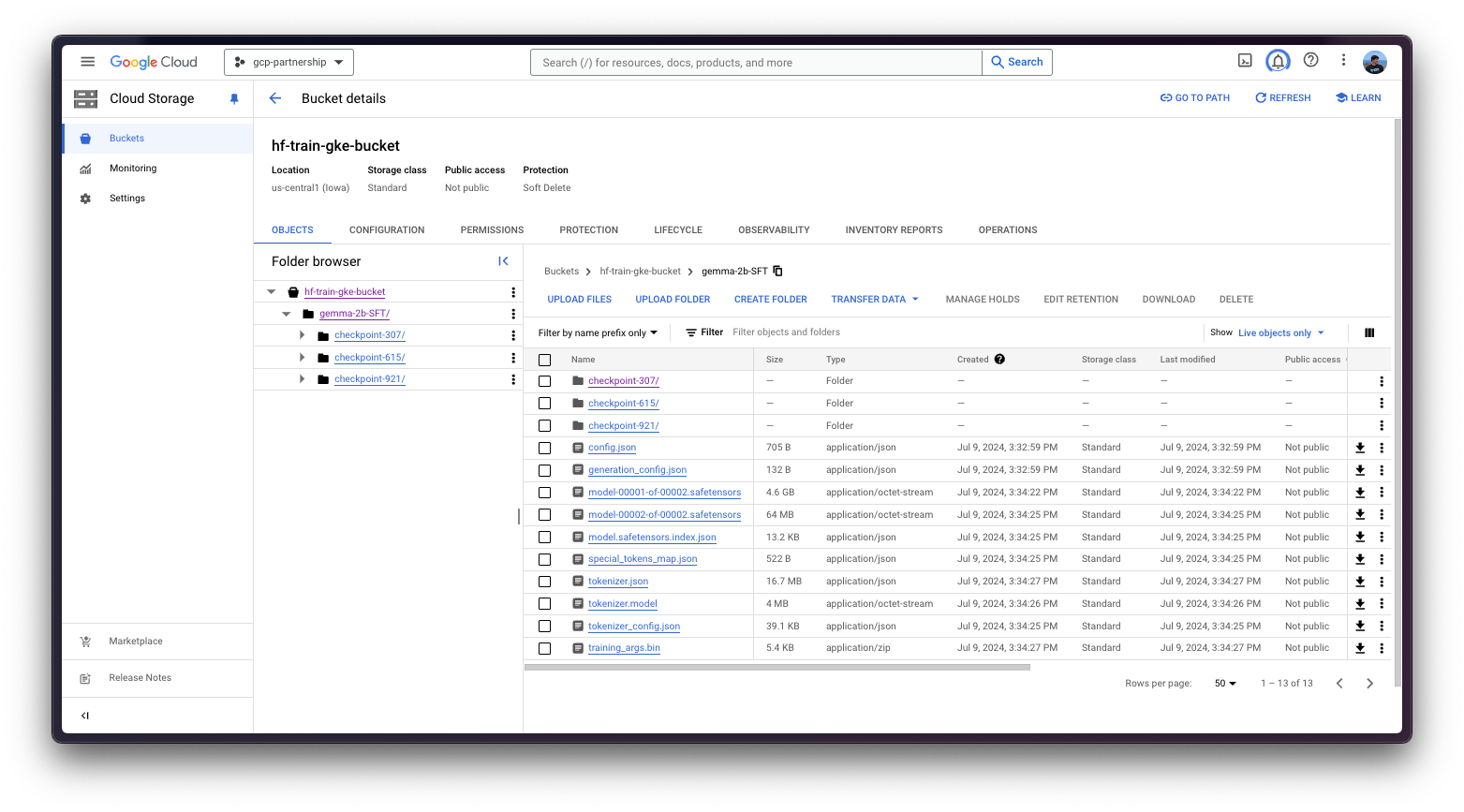 GCS Bucket with output artifacts in the GCP Console