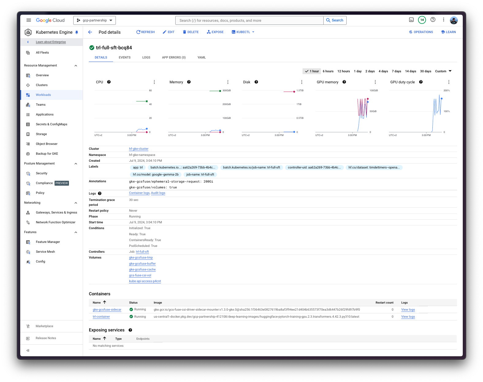 GKE Job Running in the GCP Console