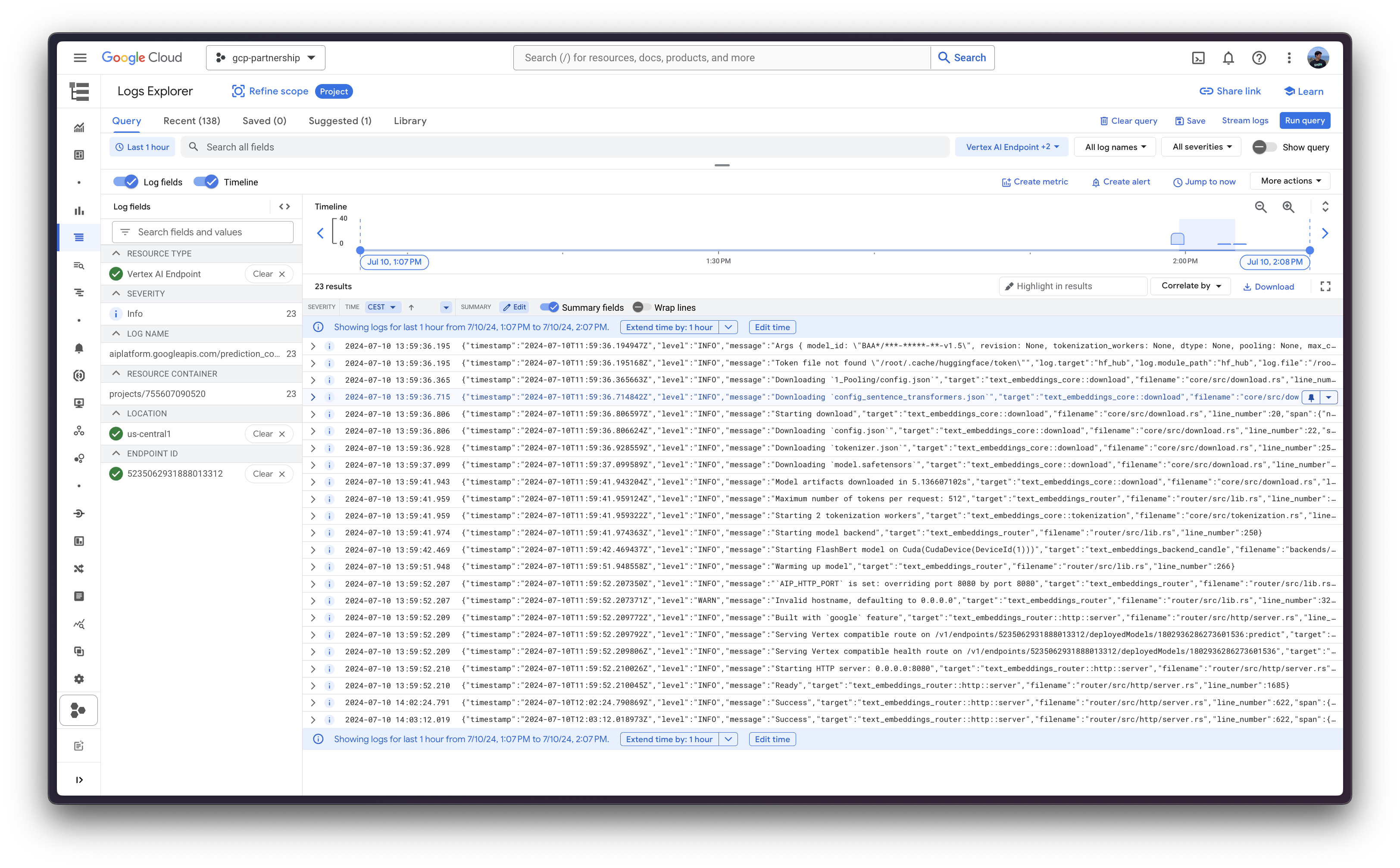 Vertex AI Endpoint logs in Cloud Logging after predict