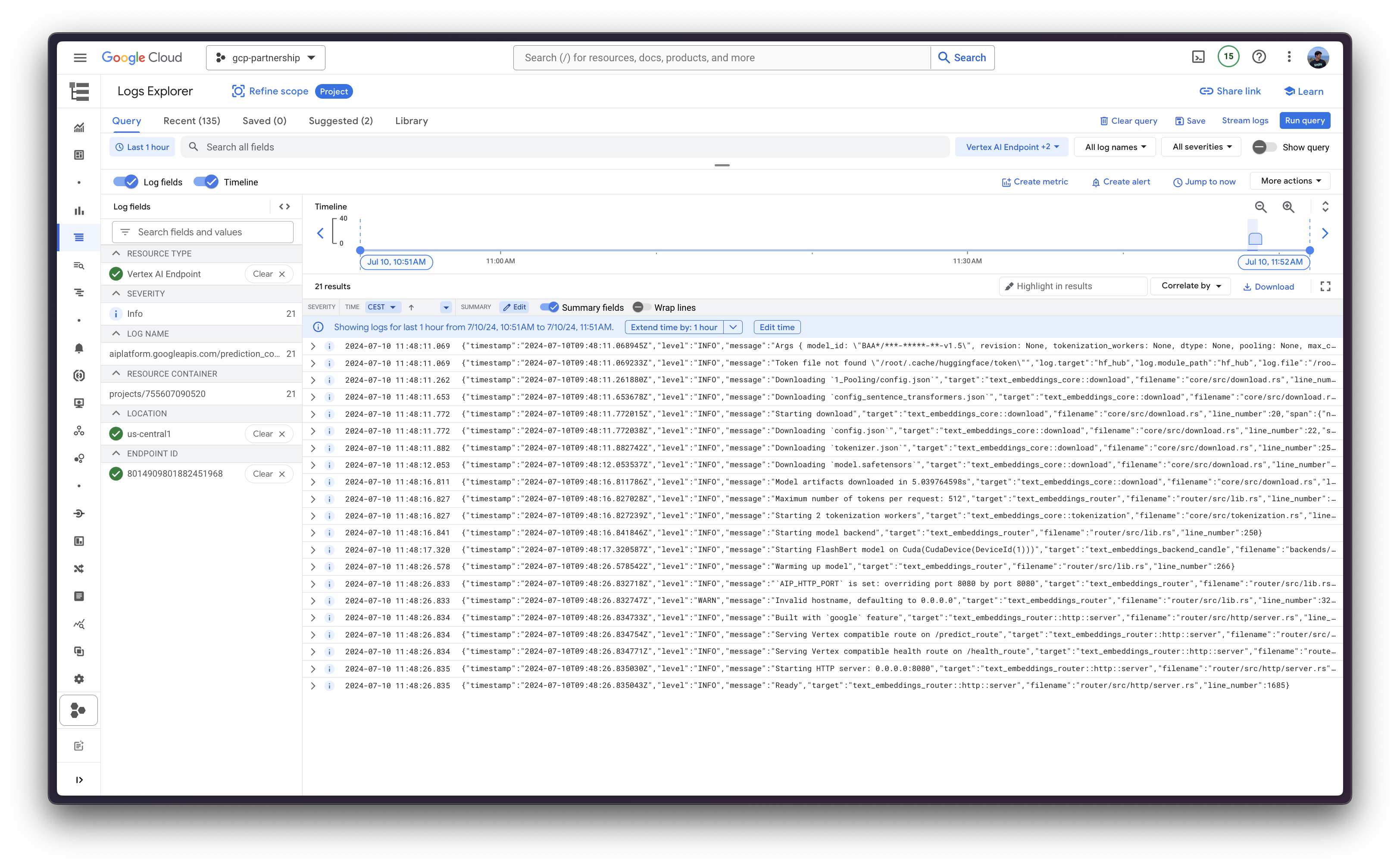 Vertex AI Endpoint logs in Cloud Logging