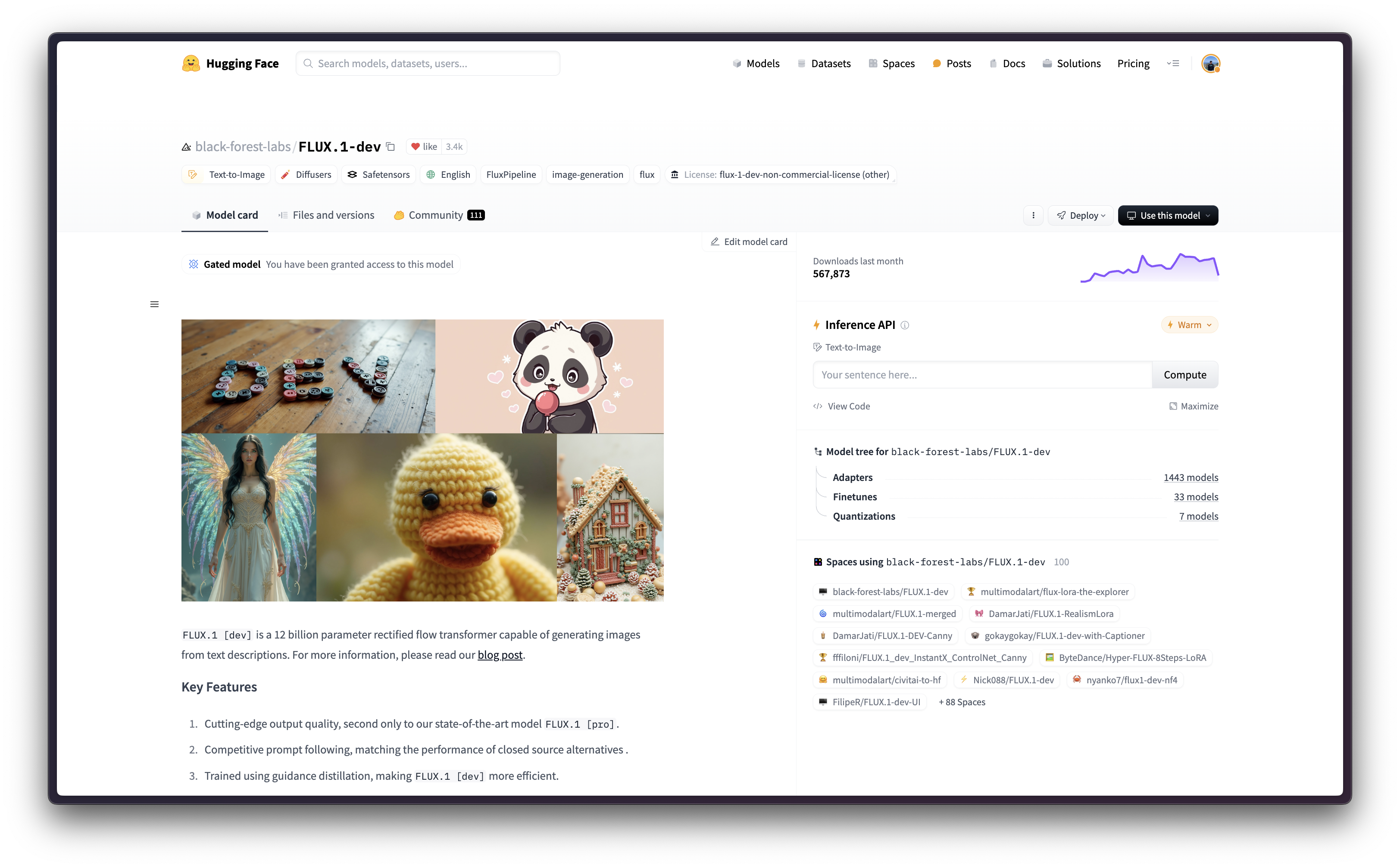 'black-forest-labs/FLUX.1-dev' in the Hugging Face Hub