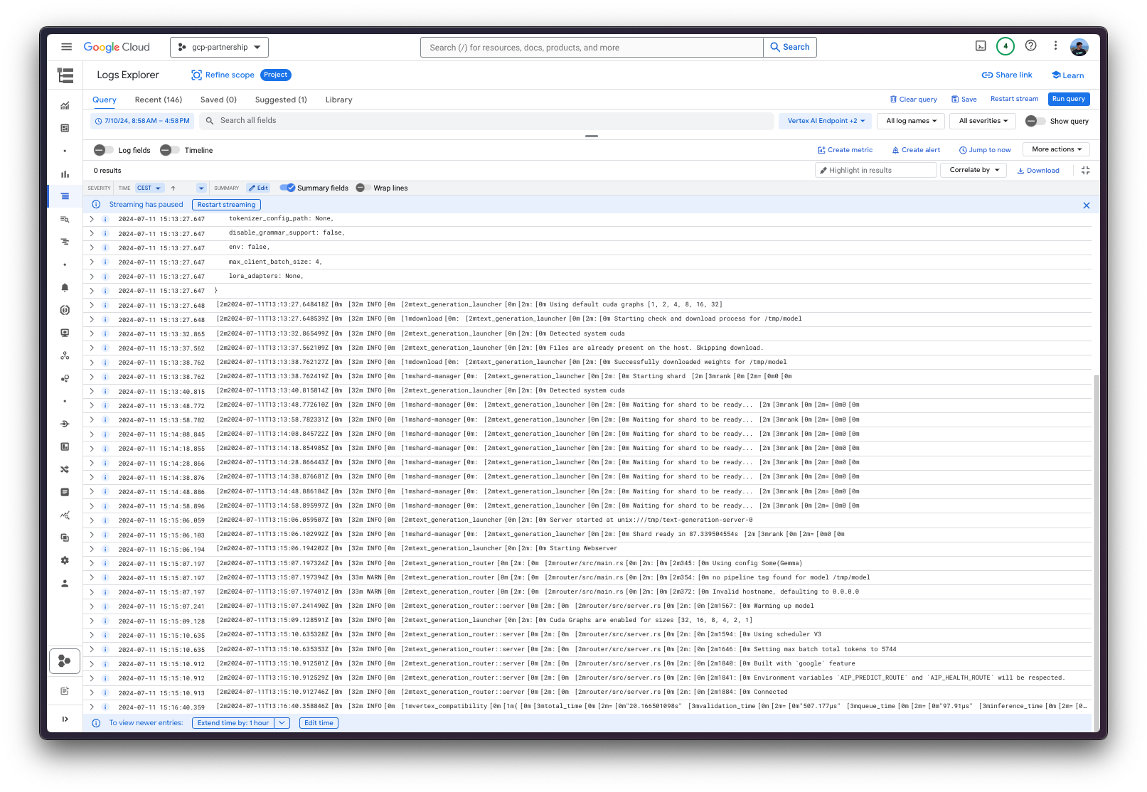 Vertex AI Endpoint logs in Cloud Logging