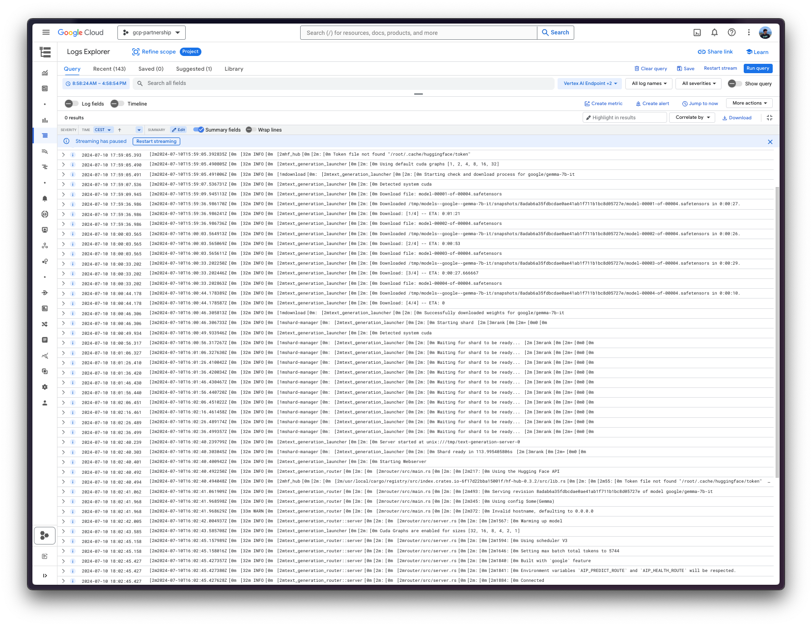 Vertex AI Endpoint logs in Cloud Logging