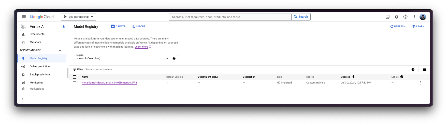 Meta Llama 3.1 405B FP8 registered on Vertex AI