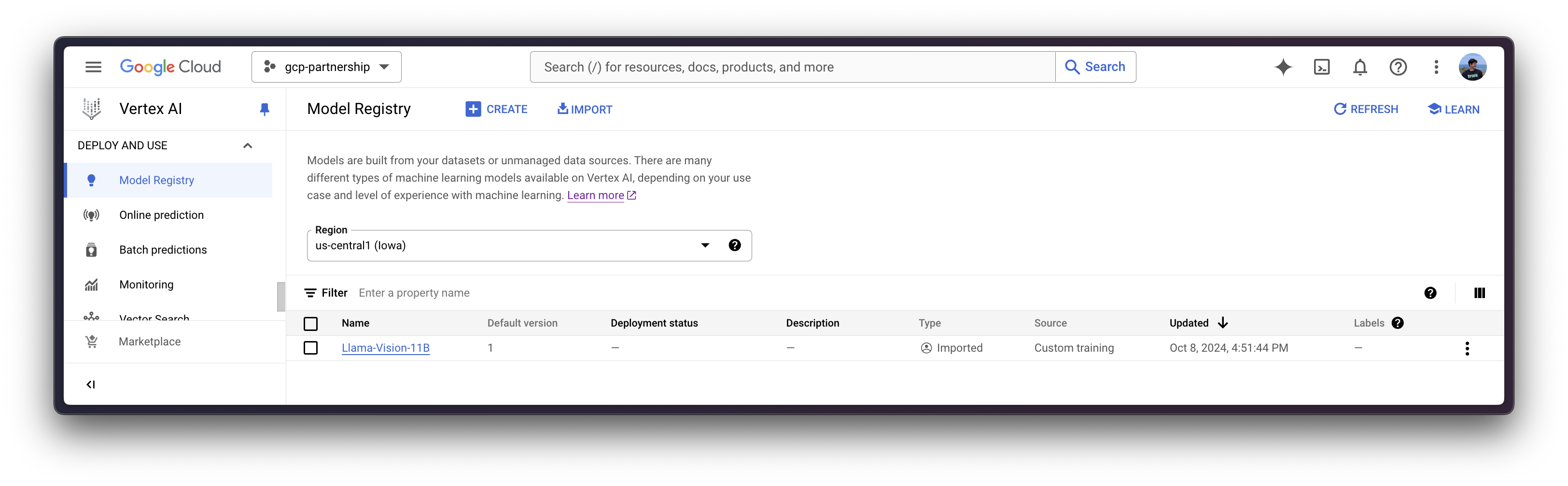 Model on Vertex AI Model Registry