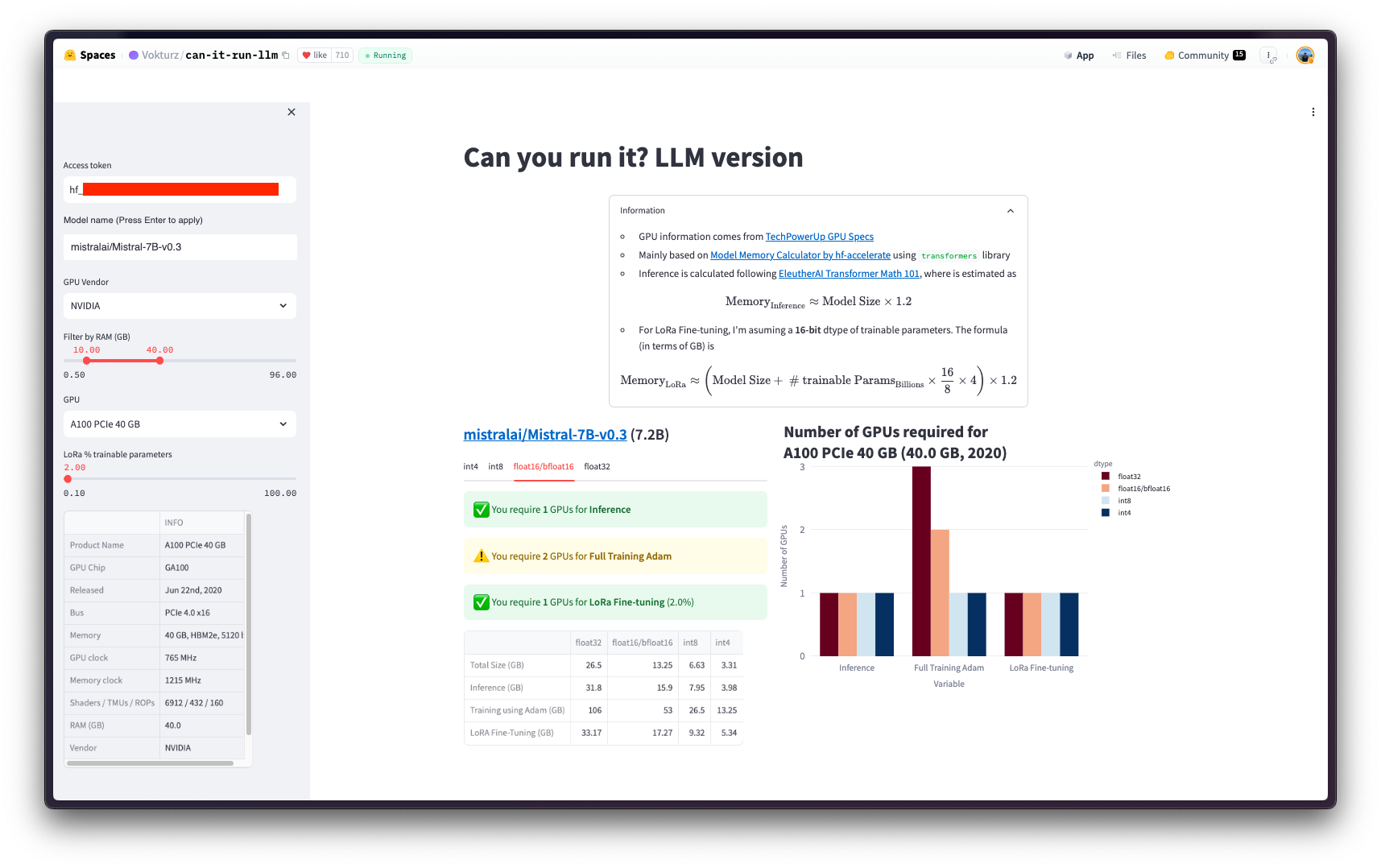 'Vokturz/can-it-run-llm' for 'mistralai/Mistral-7B-v0.3'