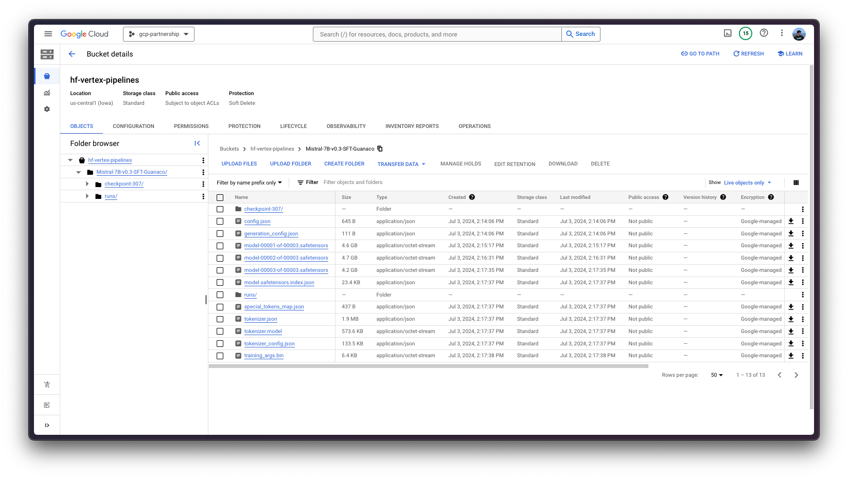 GCS Bucket with uploaded artifacts