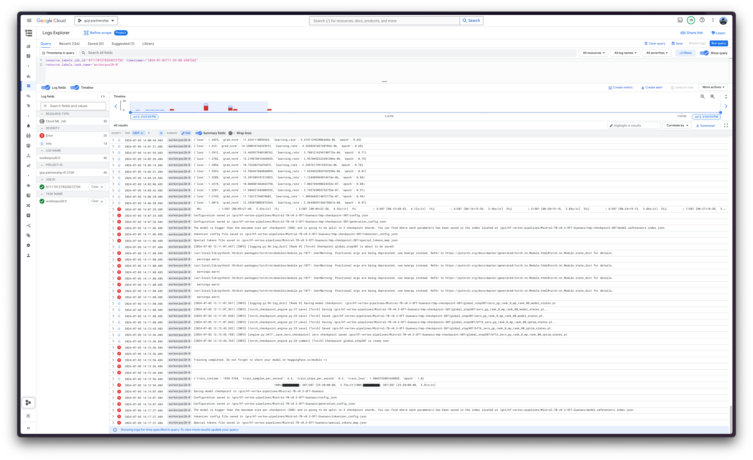 Vertex AI Pipeline logs