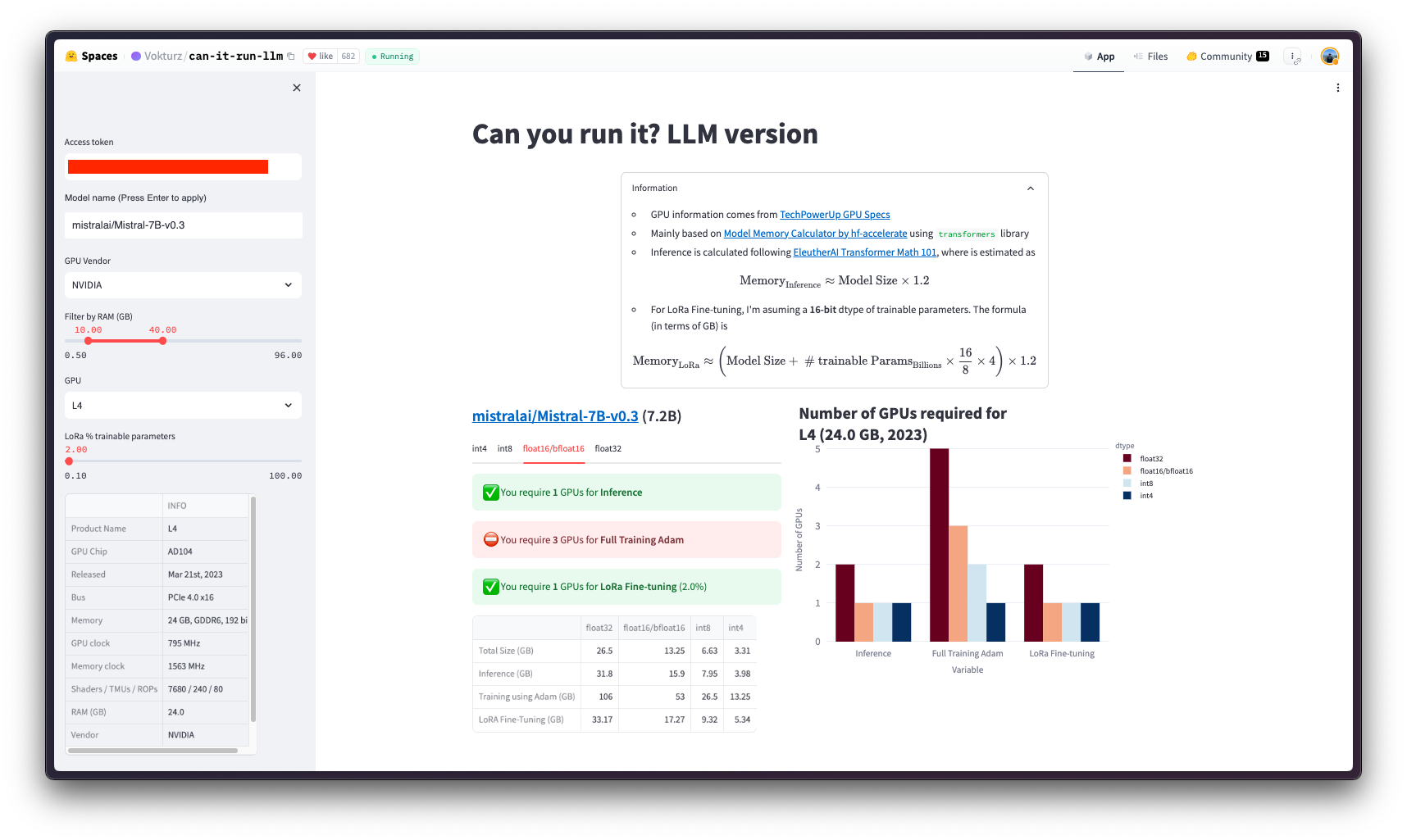 'Vokturz/can-it-run-llm' for 'mistralai/Mistral-7B-v0.3'