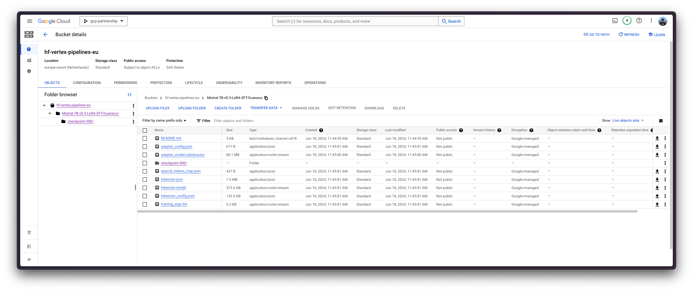 GCS Bucket with uploaded artifacts