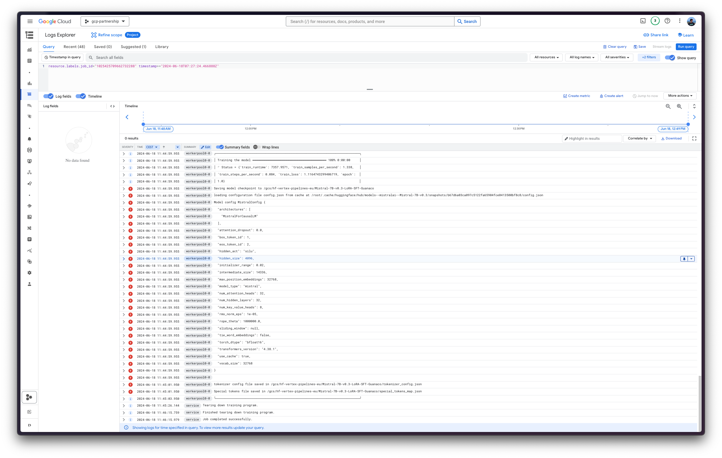 Vertex AI Pipeline logs