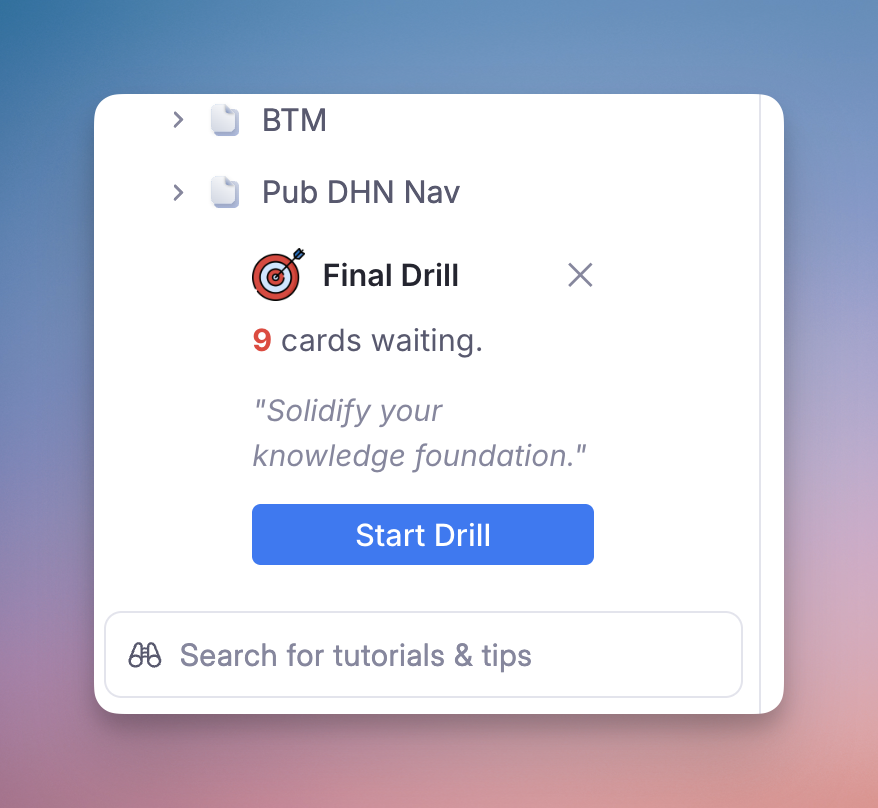 Mastery Drill Notification