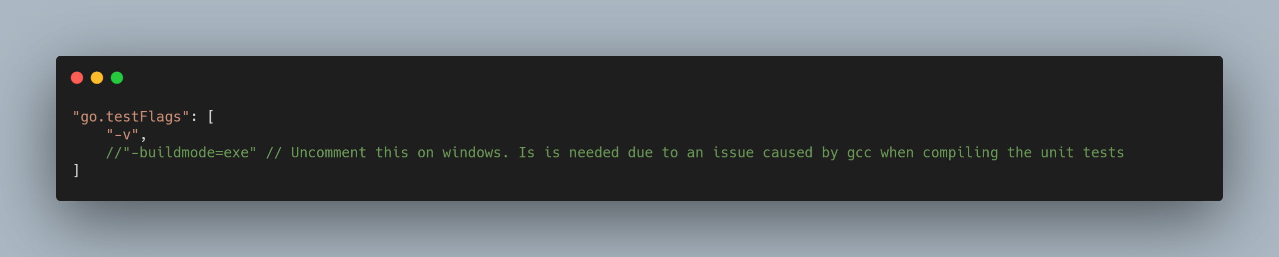 Go.testFlags for Windows