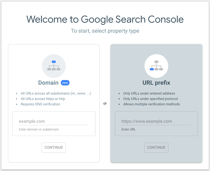 Google Search Console 欢迎页面