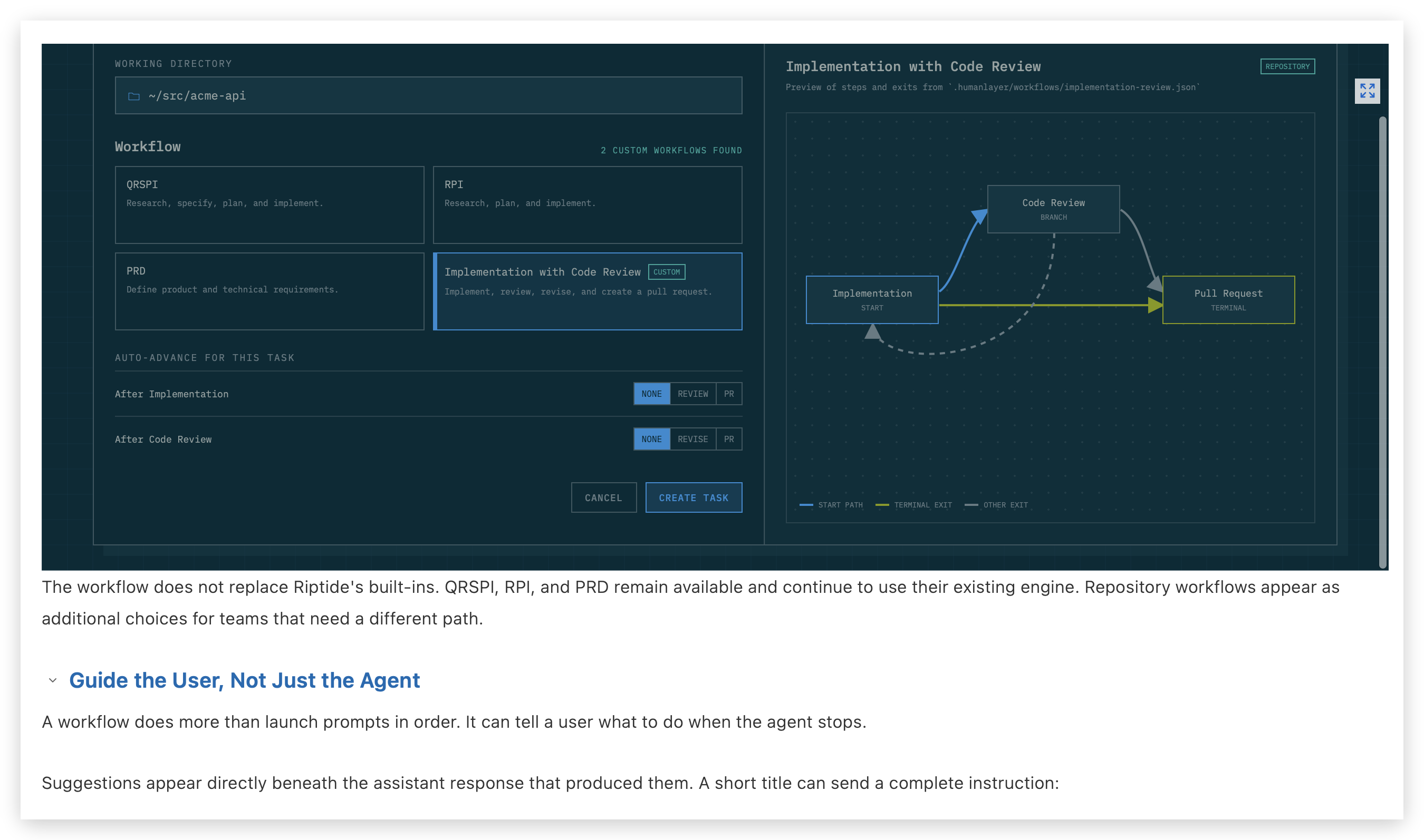 HTML mockup: the new-task screen with a graph preview of the workflow steps