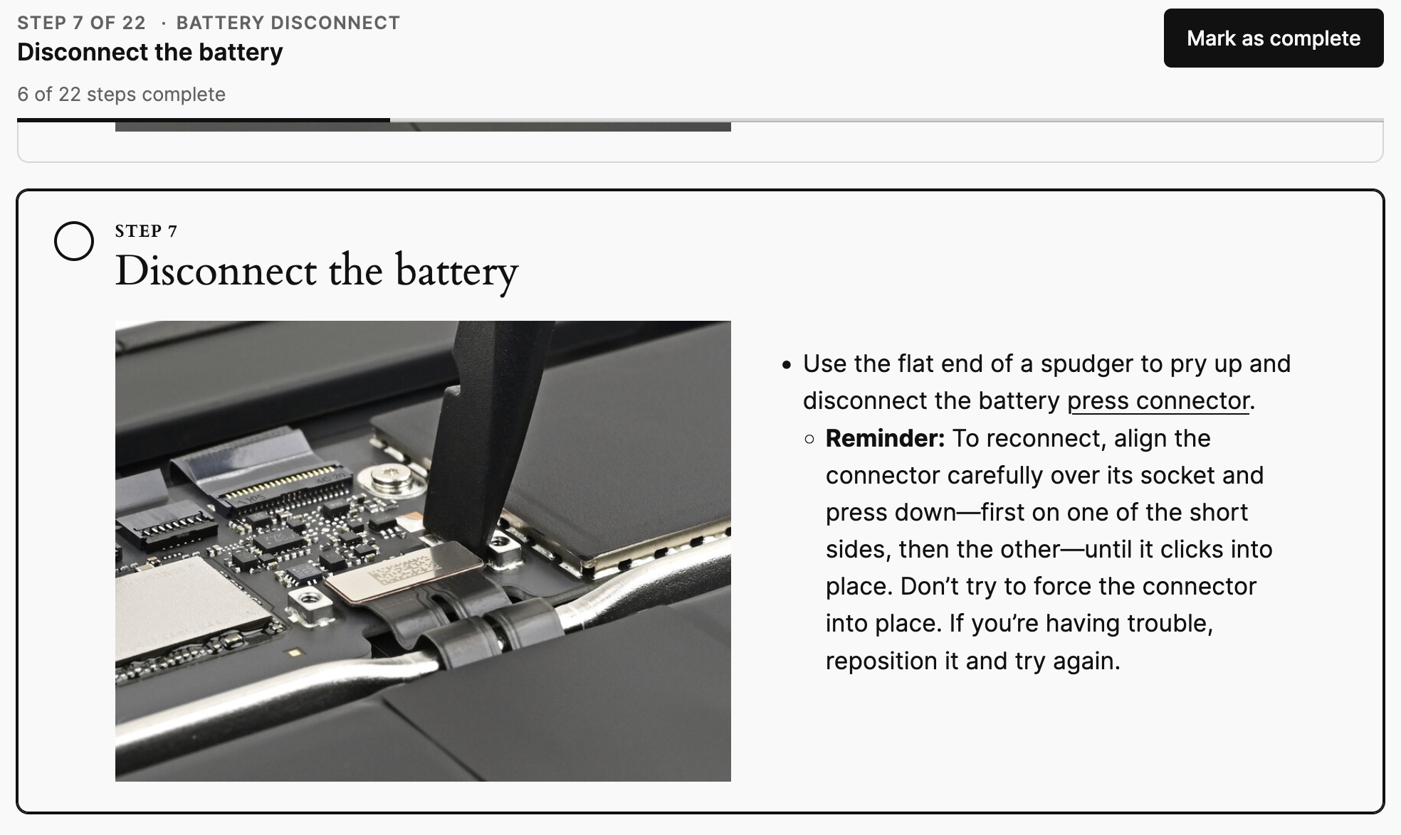 Screenshot of the sticky header