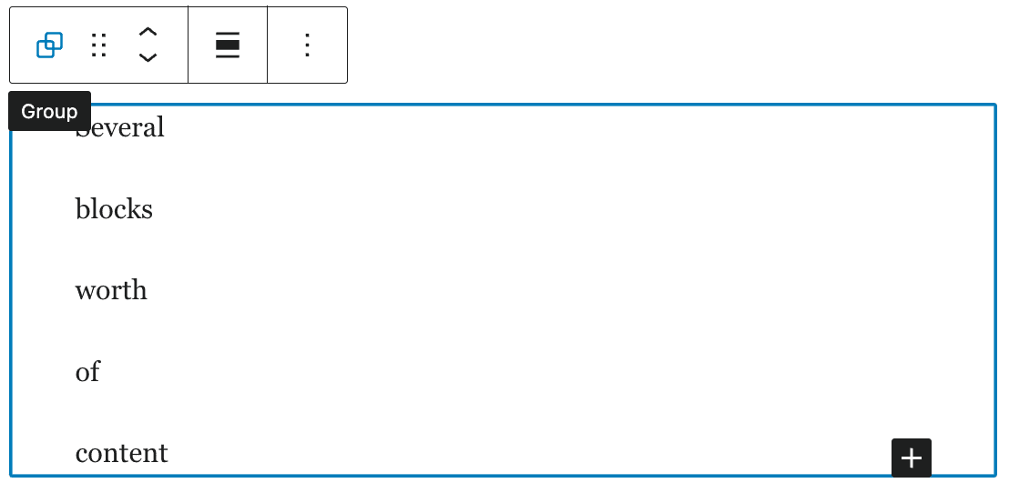 screenshot of selected group block