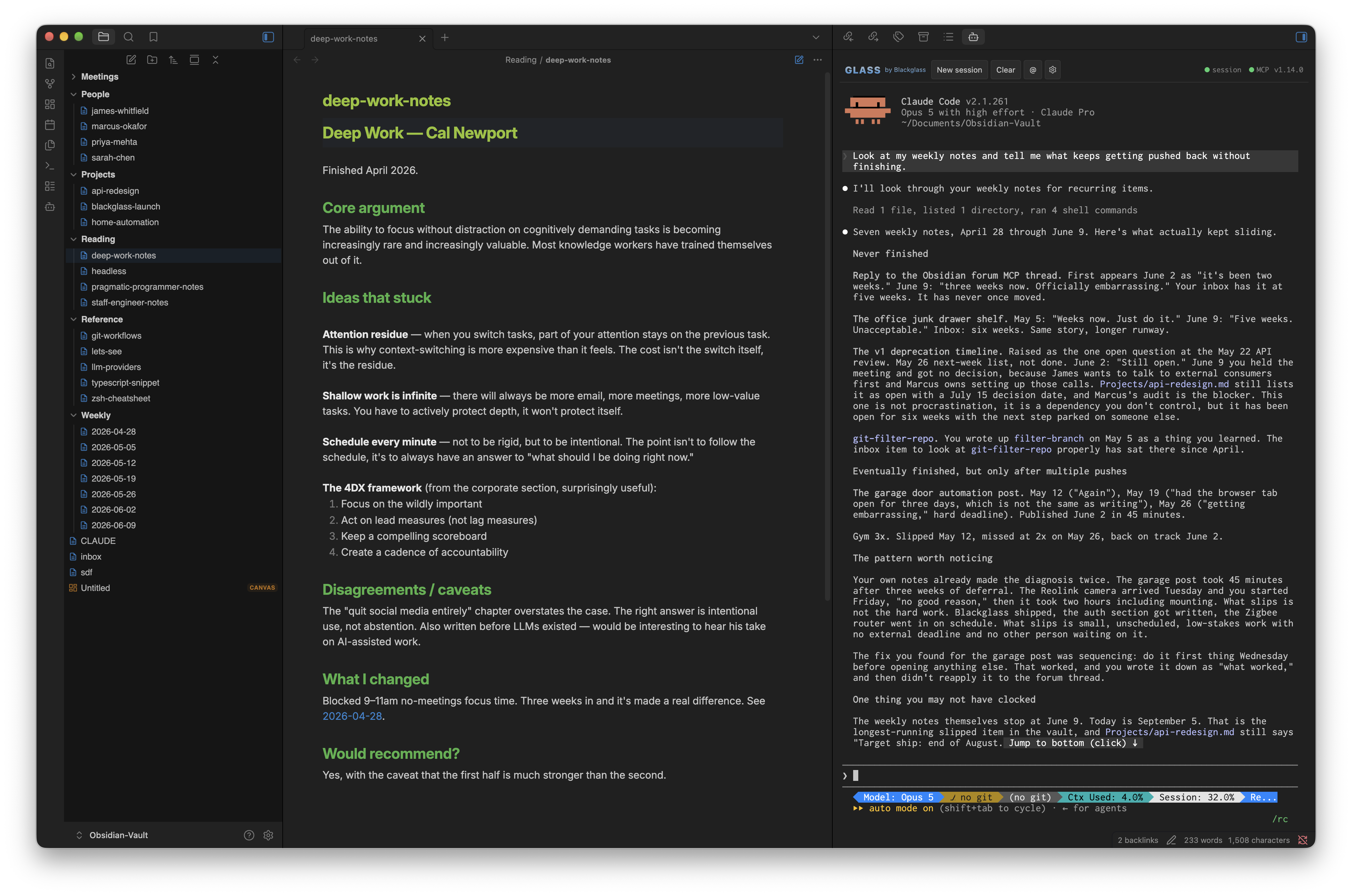 Glass screenshot, dark mode