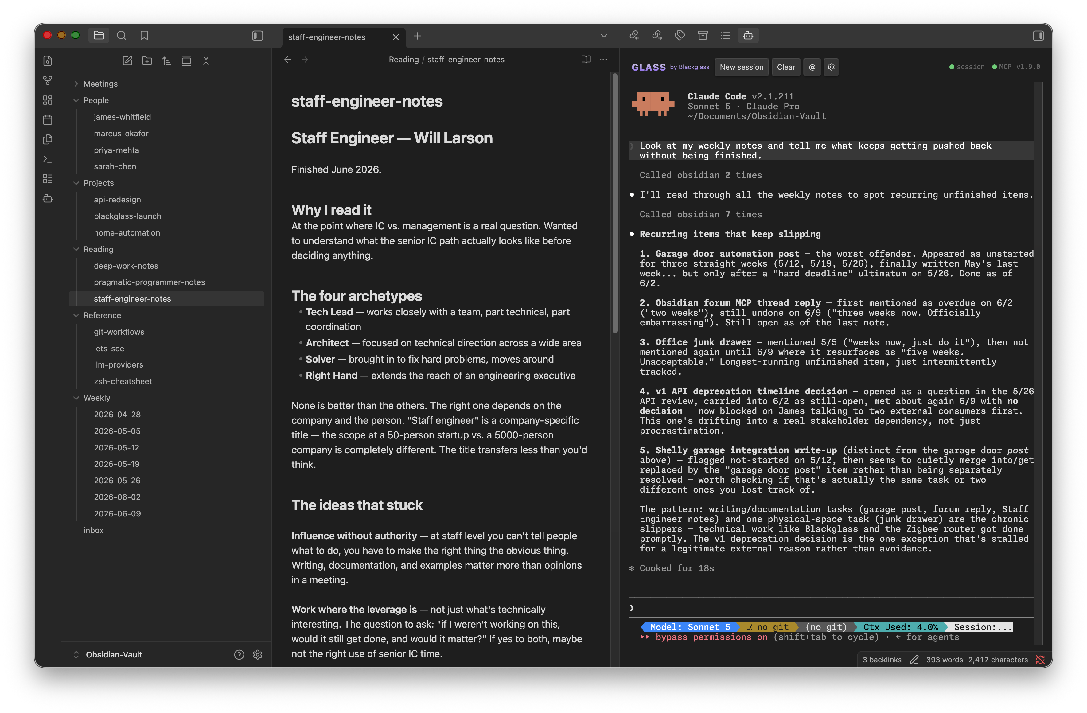 Glass screenshot, dark mode