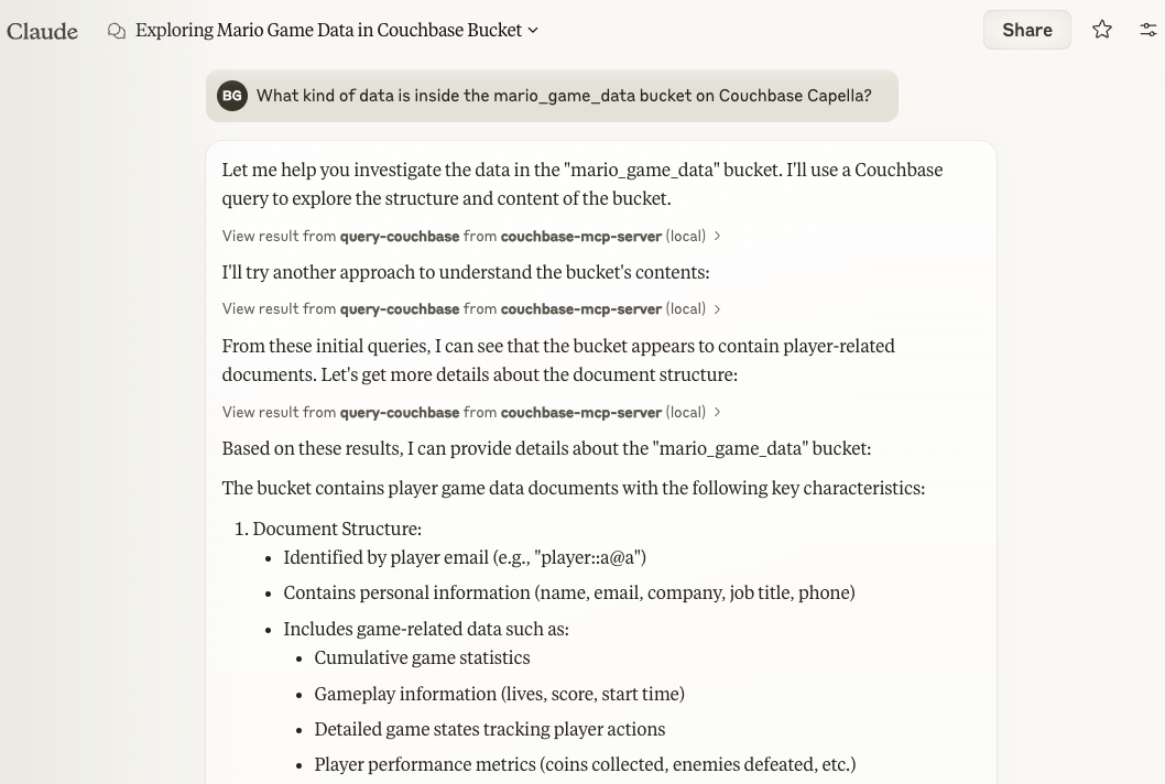 Example Screenshot of the MCP server working in Claude