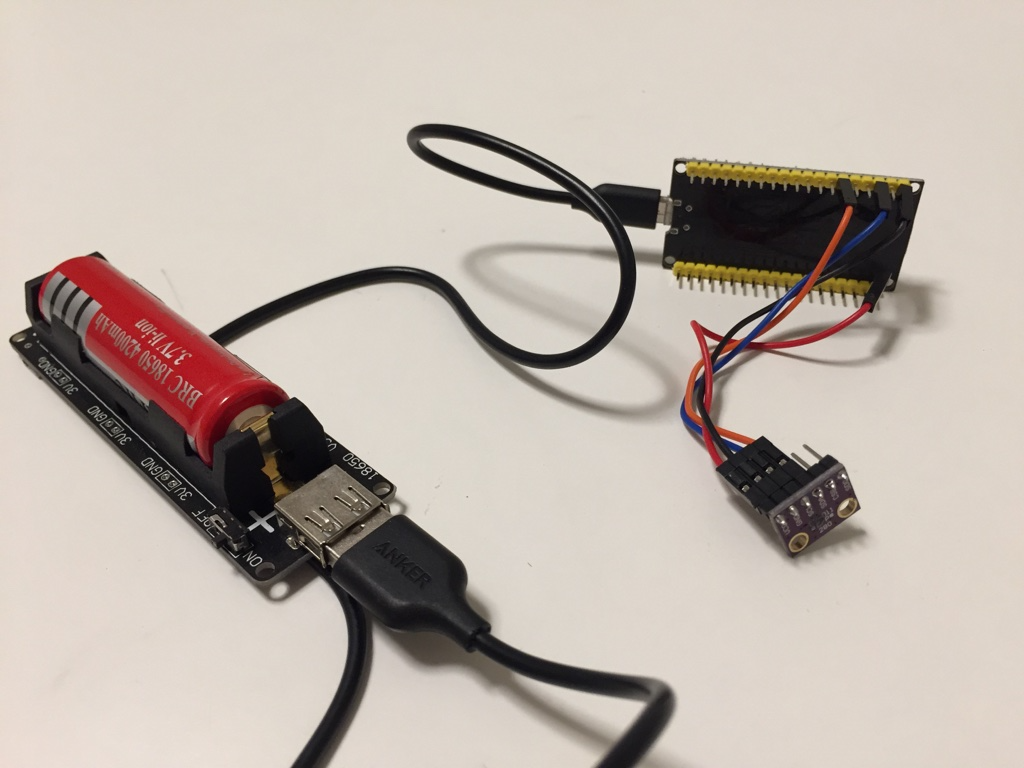 ESP32 wired up with BME280