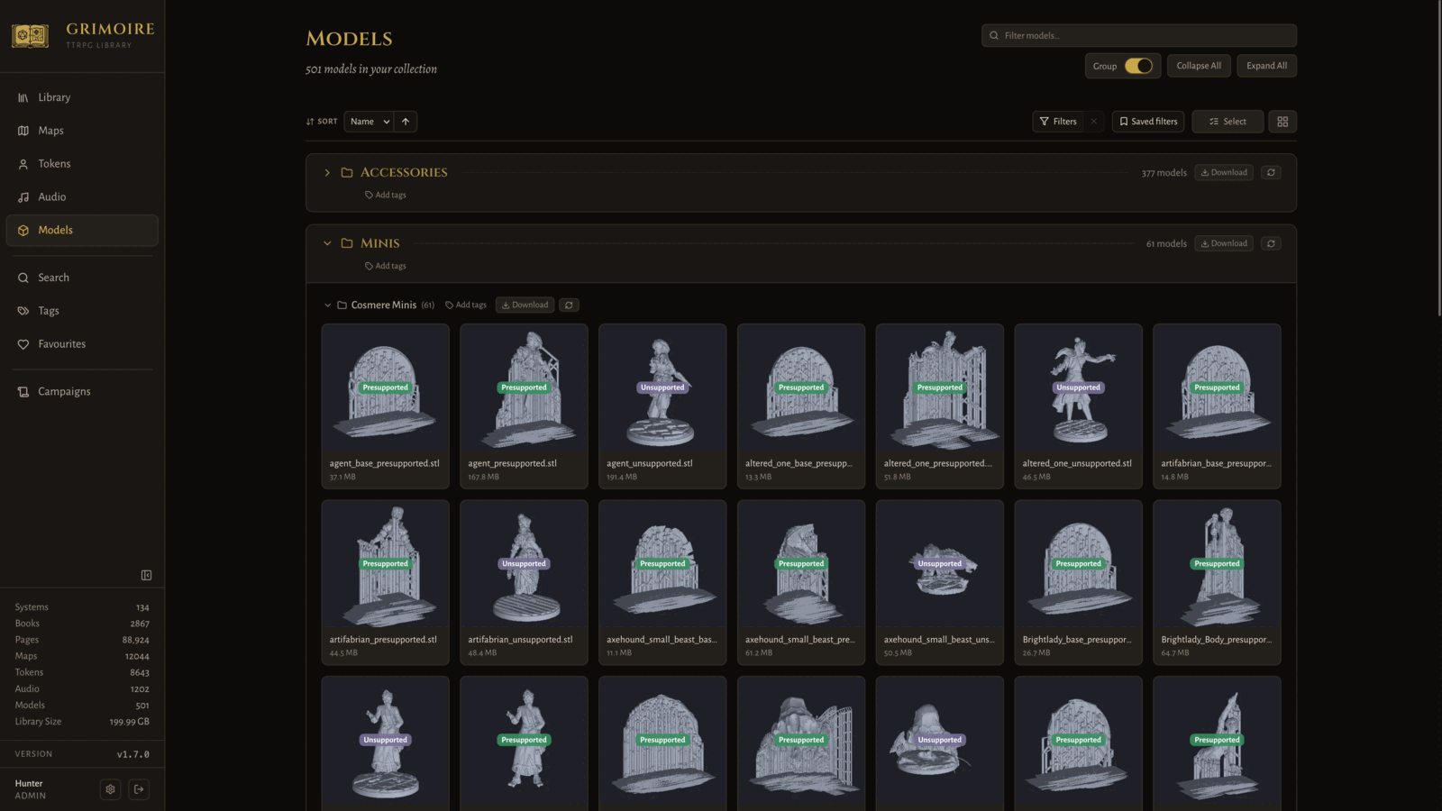 Models page