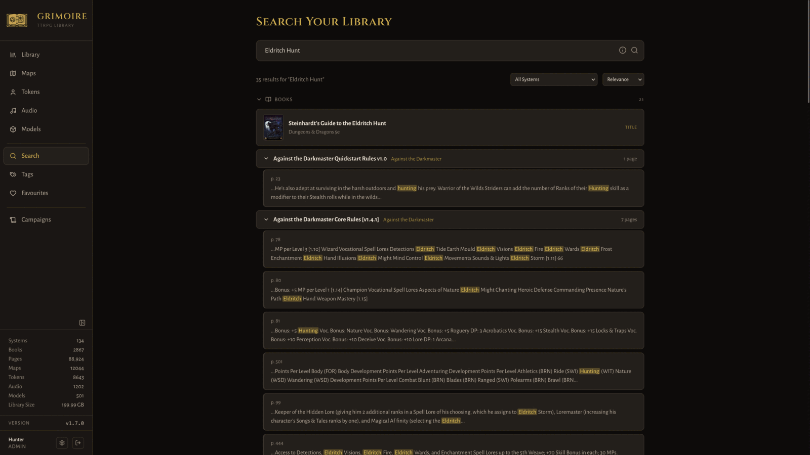 Search your library