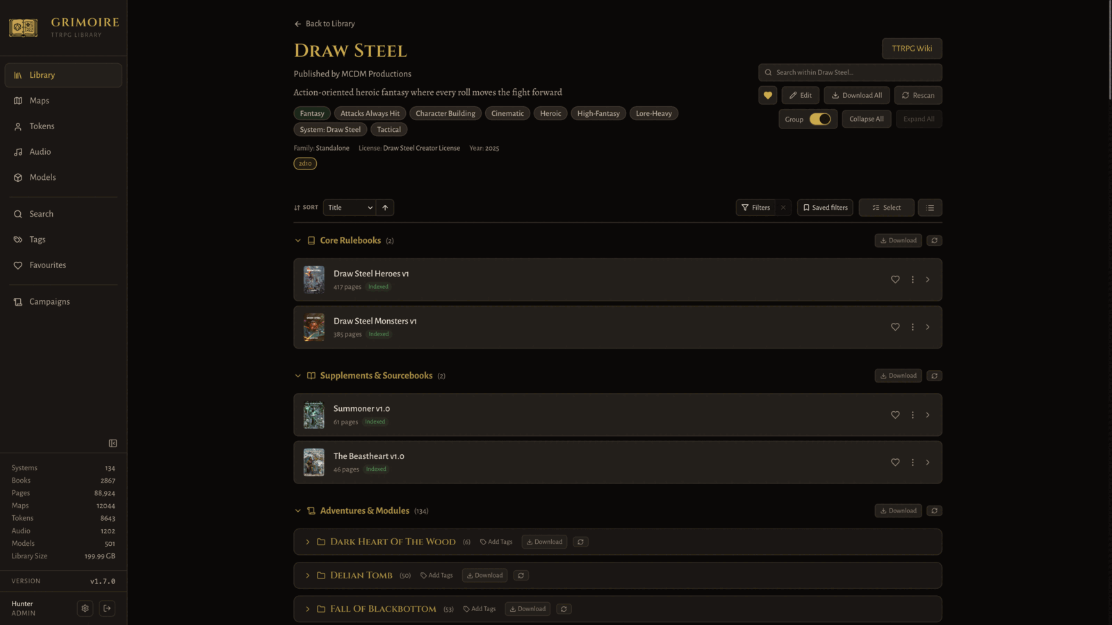 System detail view