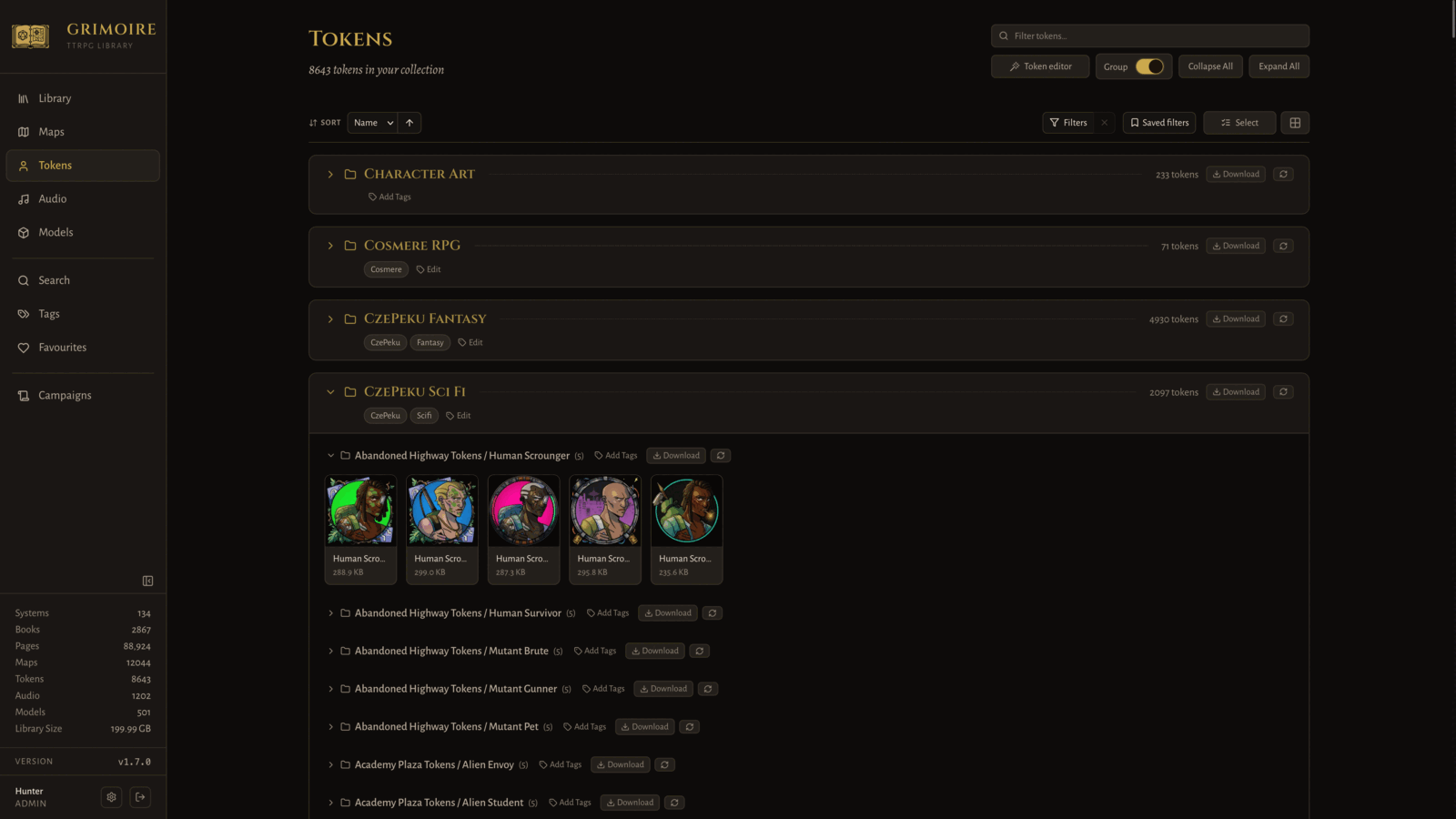 Token page