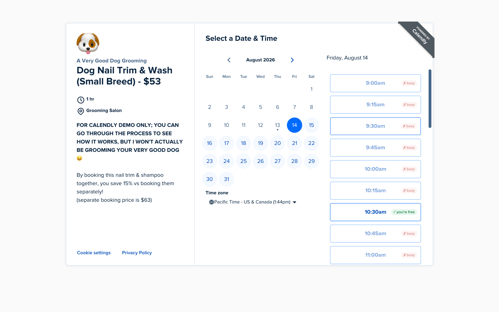 The Chrome extension badging Calendly time slots with your own free/busy