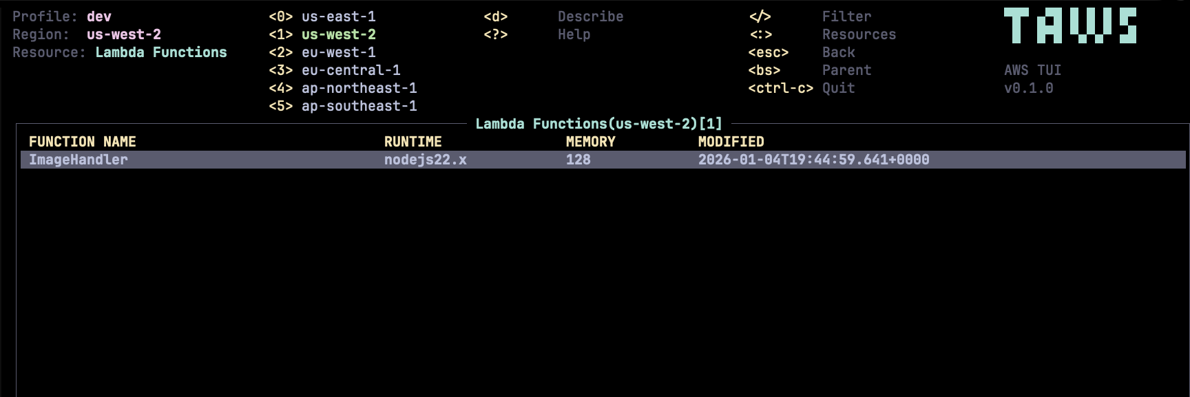 Lambda Functions View