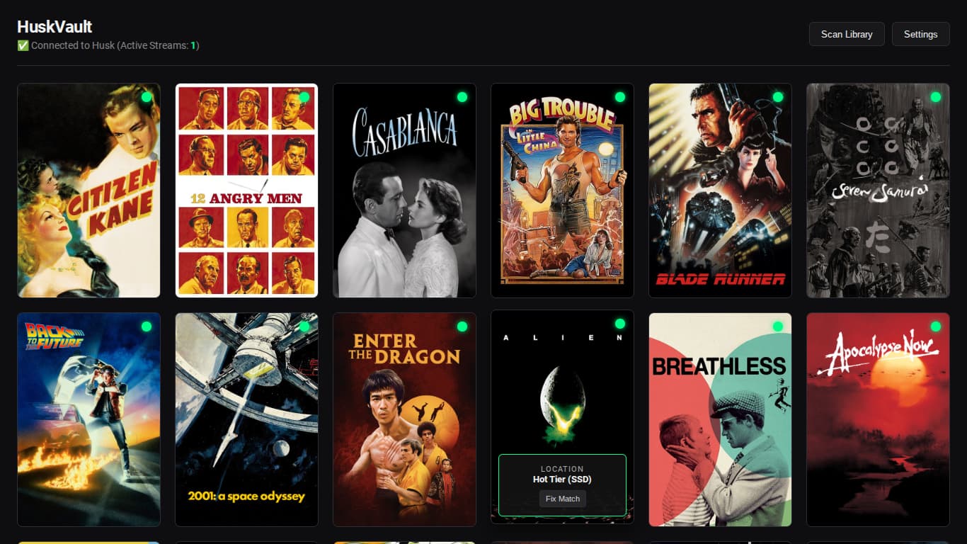 HuskVault Live Library UI