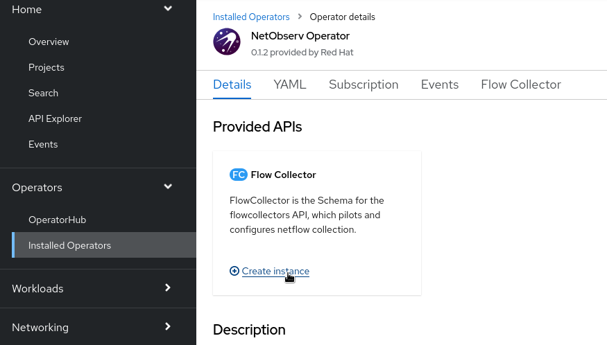 OpenShift OperatorHub FlowCollector