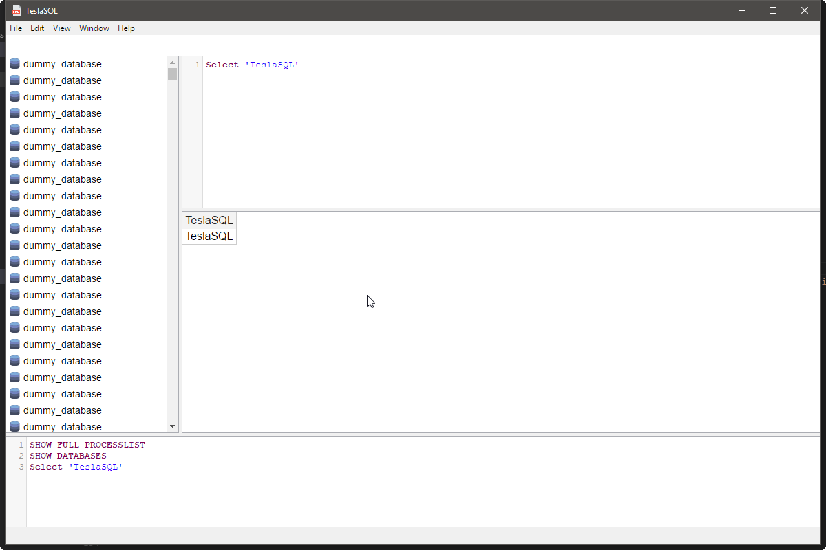 TeslaSQL screenshot