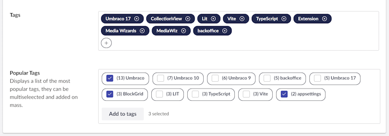 Common Tags property editor