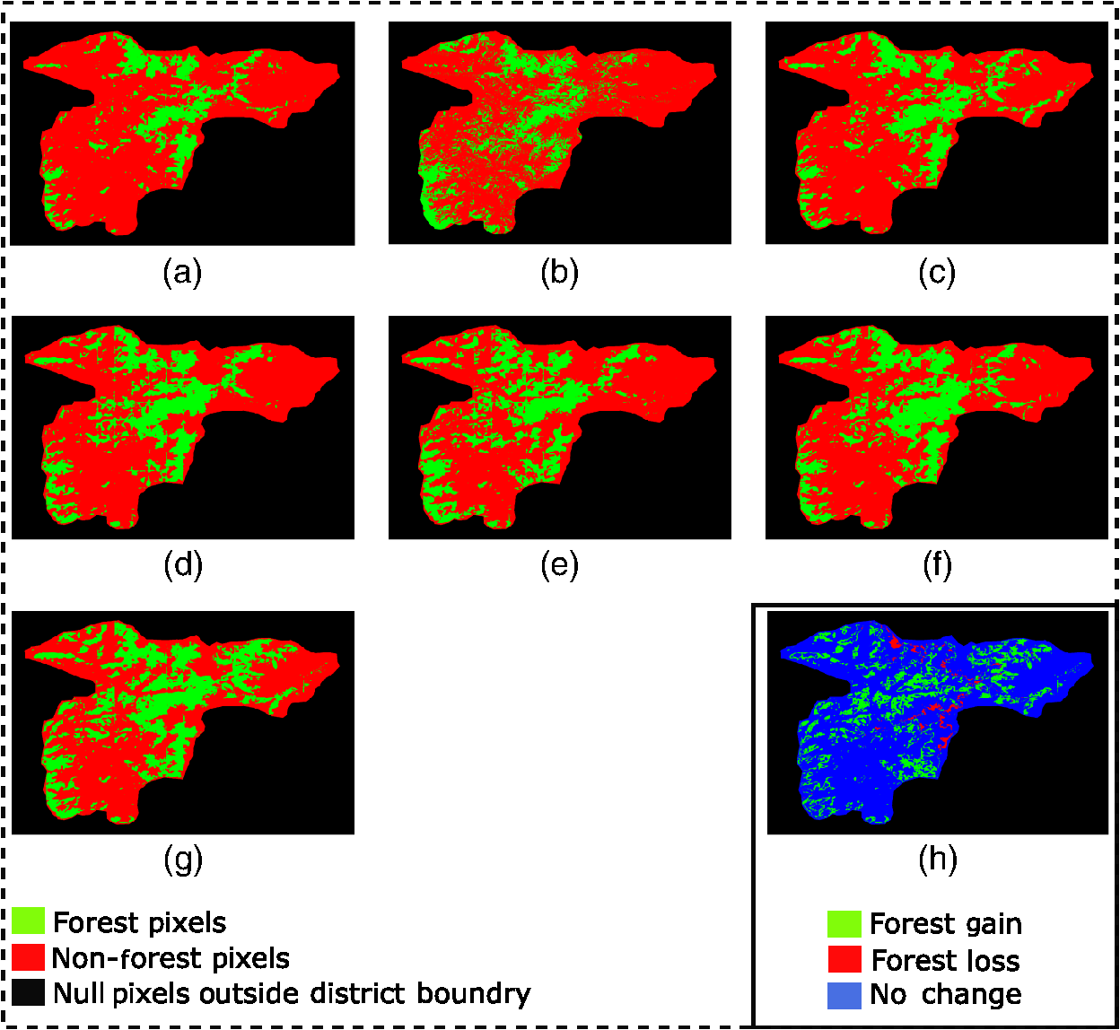 Red and Green Heatmap for Forest Cover Change in Battagram