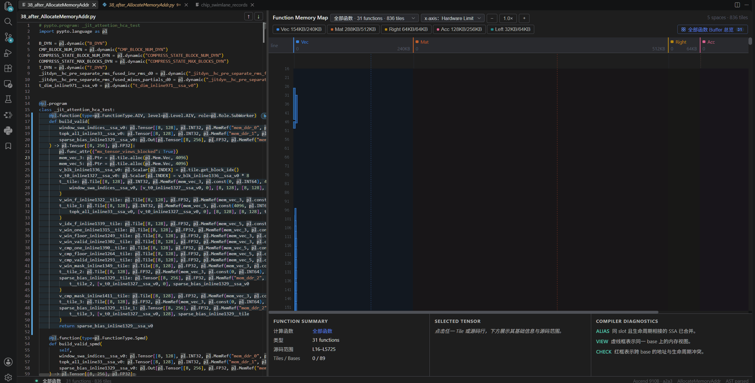 Analyze tiles in a function